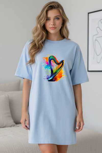 Pink Sky Elbisee Women's Relaxed Fit Dress – Music Print