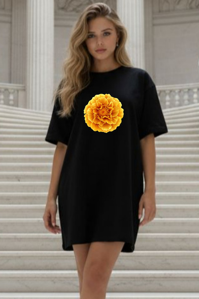 EFFRENATU Elbisee Γυναικείο Φόρεμα Άνετης Γραμμής – Κίτρινο Φλοράλ Σχέδιο