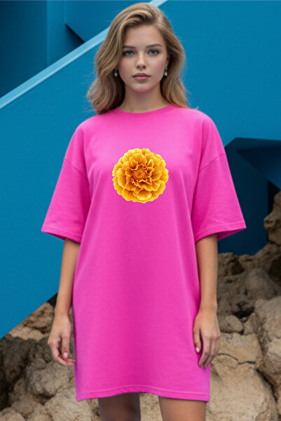 Frisson Elbisee Γυναικείο Φόρεμα Άνετης Γραμμής – Κίτρινο Φλοράλ Σχέδιο