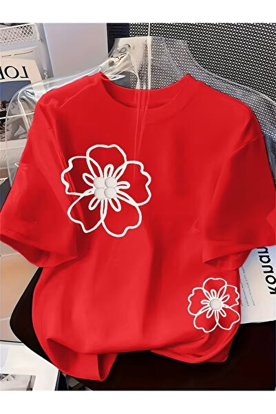 yombaa Fashionable New Women's Round Neck Design, Trendy Individual Artistic Line Flower Pattern