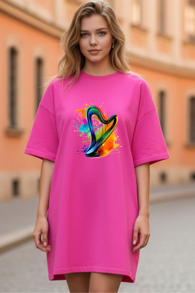 Frisson Elbisee Γυναικείο Φόρεμα Άνετης Γραμμής – Μουσικό Τύπωμα