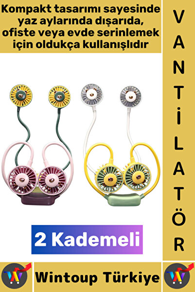Wintoup #Vantilatör Sessiz Çalışma Kablosuz Taşınabilir Usb Şarjlı 2 Kademeli...