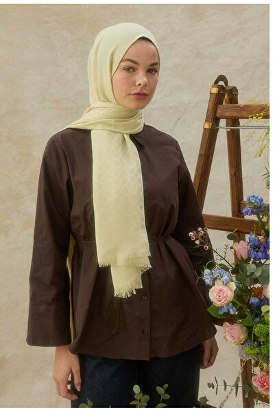 VALORSCARF Valor bloom desen ipek jakar şal Golden krem
