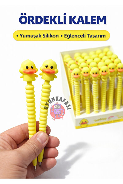 OYUNKAFASI Ördek Figürlü Uçlu Kalem 1 Adet | Yumuşak Silikon Çocuk Kalemi Eğl...