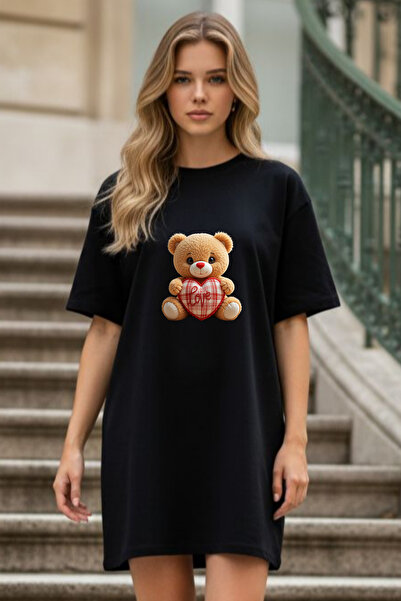 EFFRENATU Elbisee Γυναικείο Κόκκινο Φόρεμα T-Shirt Oversize – Με στάμπα Love ...