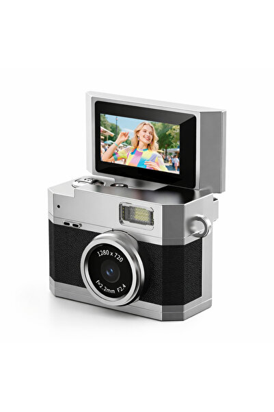 beemen Mini Retro Dijital Kamera 180° Döner Ekran 720P Video Fotoğraf Type-C ...