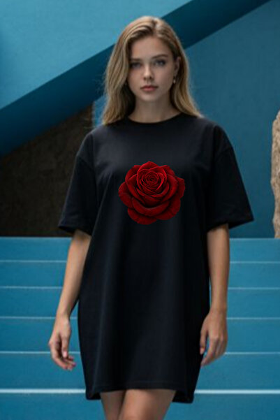 bellanova Elbisee Γυναικείο Κόκκινο Φόρεμα T-Shirt Oversize – Με σχέδιο κόκκι...