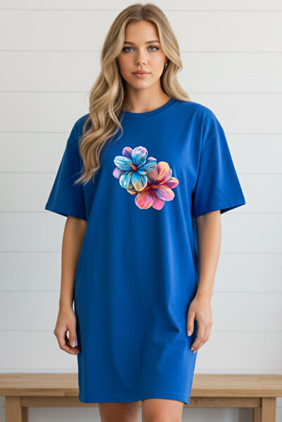 bellanova Elbisee Γυναικείο Κόκκινο Φόρεμα T-Shirt Oversize – Πολύχρωμο με Στ...