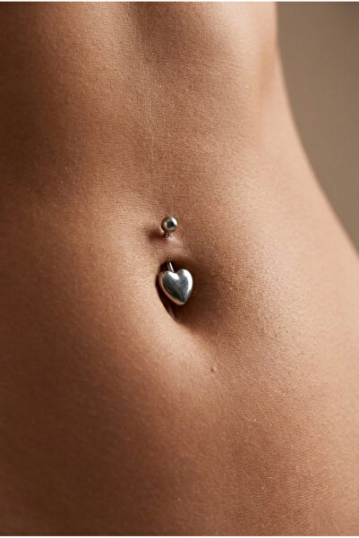 Vilma Aksesuar Cerrahi Çelik Kalp Göbek Piercing (10mm)
