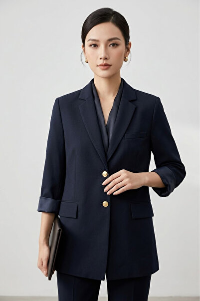 Rosa By Belle Kadın Siyah Blazer Ceket Gold Düğmeli