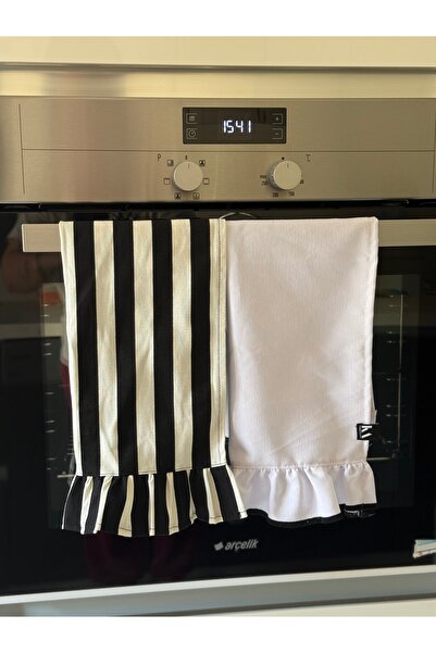 KaiAtelier Stripe X Ivory 2Li Linen Oven Cover / Drying Cloths / Serving Cloth