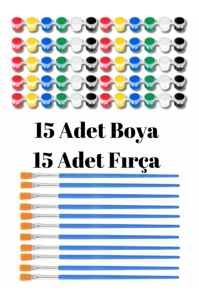 NEON PLUS 15 adet ( 6 renk 3ml) Akrilik Boya ve 15 Adet Fırça, Workshop, Etki...