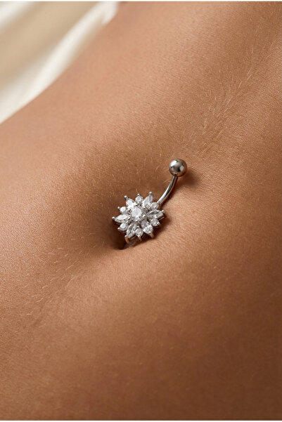 Vilma Aksesuar Cerrahi Çelik Lotus Çiçeği Göbek Piercing (10mm)