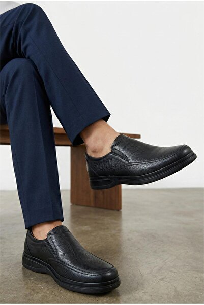 EFAL Men's Black Inner and Outer Genuine Leather Full Orthopedic Sole Casual ...