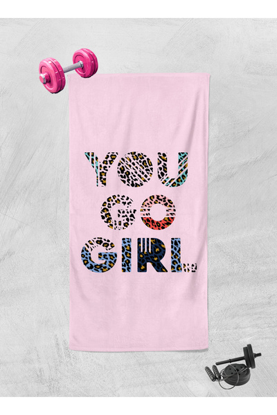 Erays Home You Go Girl Dijital Baskılı Kadın Spor Sporcu Fitness Havlusu 50x1...