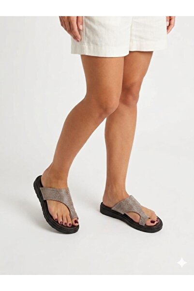 Çaçaroz Ayakkabı Flip-flops din piele de căprioară cu pietre pentru femei, mă...