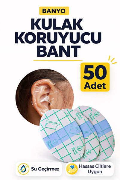 Yenilig Banyo Kulak Koruyucu Bant 50 Adet Su Geçirmez Şeffaf Kulak Bandı Duş ...