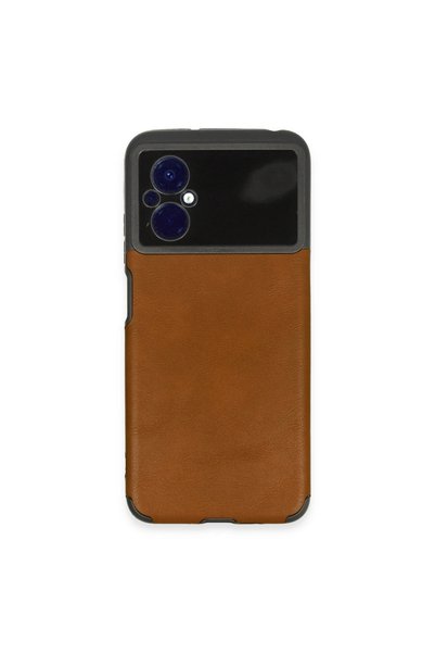 Generic Brand Xiaomi poco m5 case loop leather silicone - brown