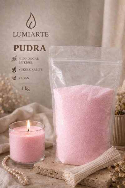 Lumiarte Pudra İnci Tozu Mum 1 Kg Doğal Bitkisel Vegan 20 Adet 10 cm Fitil He...