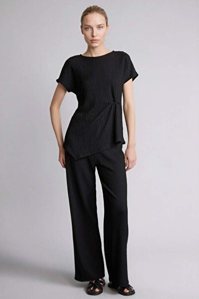 DeFacto Παντελόνι φόρμας - Μαύρο - Ευθεία