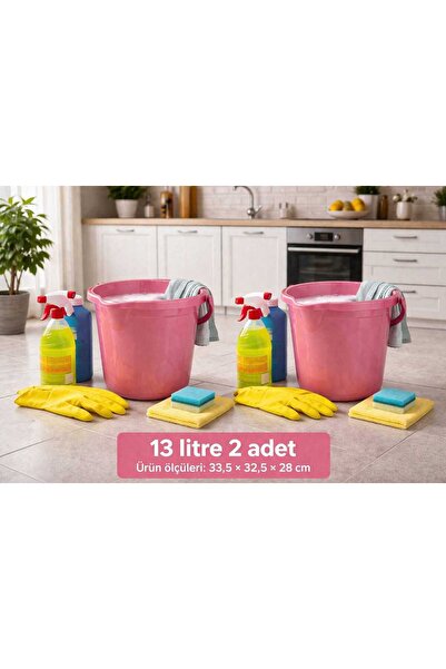 zemihra Kapaksız Su Kovası 13 Litre Pembe Temizlik Kovası Kapaksız Kova 2 Adet