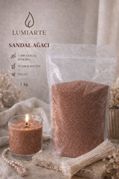 Lumiarte Sandal Ağacı İnci Tozu Mum 1 Kg Doğal Bitkisel Vegan 20 Adet 10 cm F...