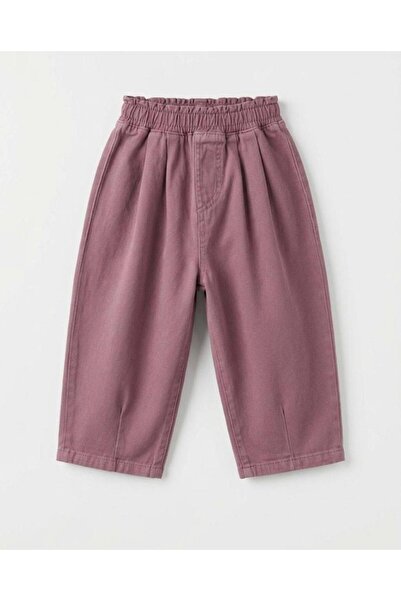 Lila Leo Kids Unisex Pamuklu Mürdüm Lastikli Pantolon