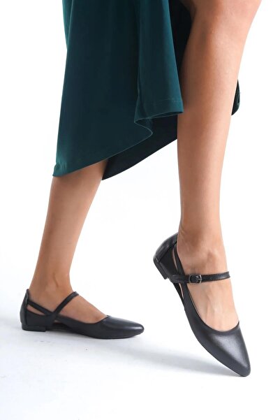 Pabuçland Μπαλαρίνες - Μαύρο - Casual