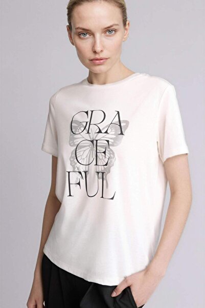 DeFacto T-Shirt - Εκρού - Κανονική εφαρμογή