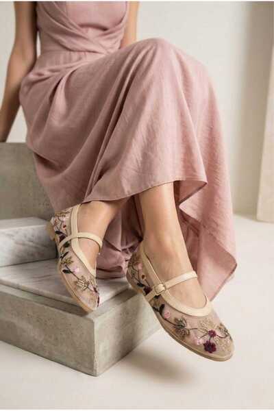 HİGHRUN Μπαλαρίνες - Μπεζ - Casual