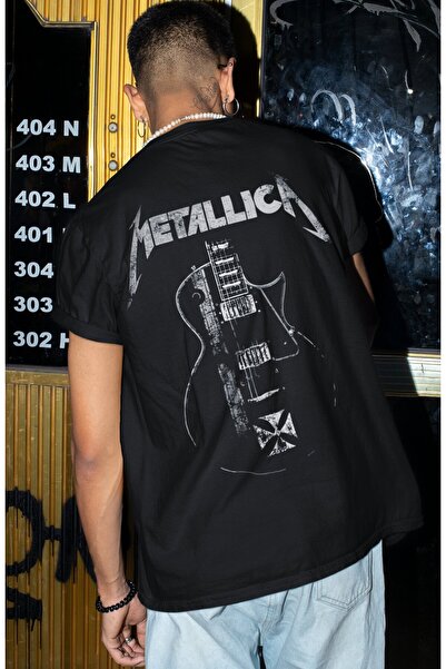 SEVBANO Tricou oversize unisex cu imprimeu pe spate Metallica Rock Metal Musi...