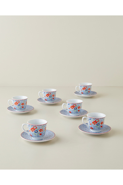 English Home Vireo Porselen 12 Parça 6 Kişilik Kahve Fincan Takımı 80 ml Mavi...