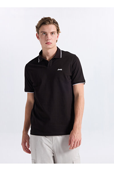 JEEP Düz Siyah Erkek Polo T-Shirt J6SM-TST7299