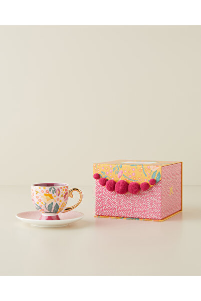 Rosalie New Bone China 4-Piece Coffee Cup Set for 2 100 ml Colorful