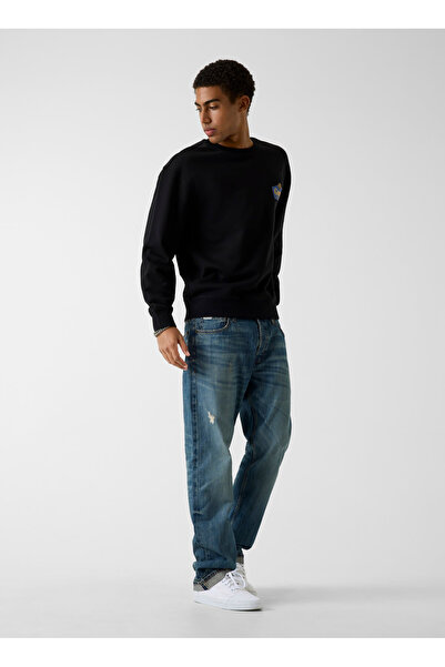 Guess Jeans Yuvarlak Yaka Siyah Erkek Sweatshırt M6RQ21KCPR1-JBLK Siyah Sweat...