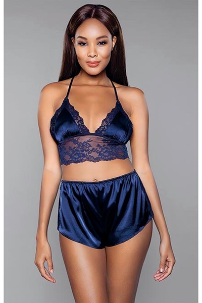 Viselya Satin Bralet Bra Shorts Set