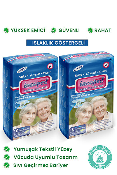 İncoped Yetişkin Hasta Bezi - Yumuşak Tekstil Yüzey Yüksek Emici Islaklık Gös...