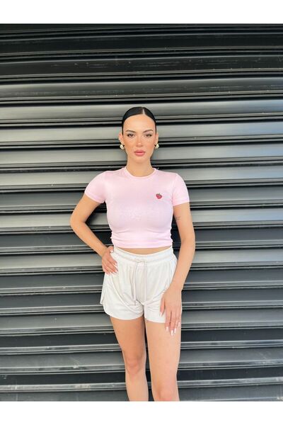 Fox ÇİLEK DESEN NAKIŞLI CROP