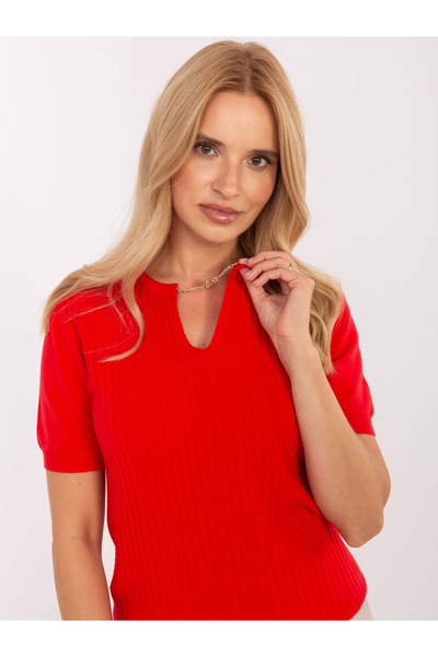 UFashion Elegant short sleeve sweater with decorative chain