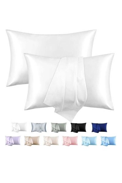 Arabest 2-Piece Silk Satin Pillowcase,White,51x76/51x102cm,for Hair & Skin