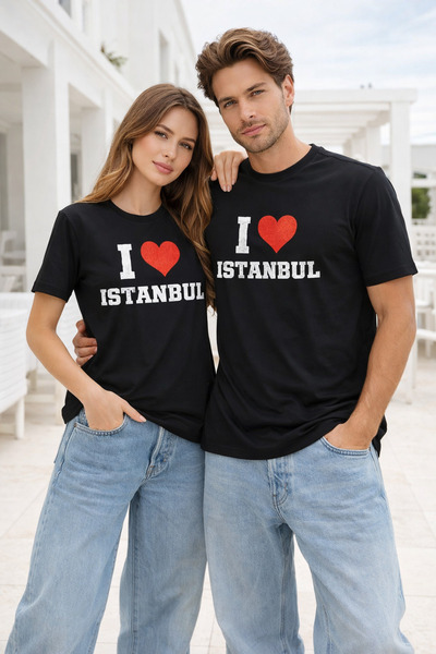 Rich Unisex Μαύρο Βαμβακερό Μπλουζάκι με στάμπα Istanbul Basic