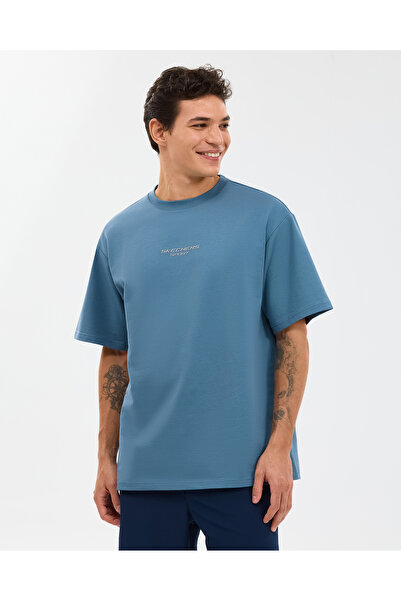 SKECHERS M Graphic Tee Reflect Logo Oversize T-Shirt Erkek Lacivert Tshirt S2...
