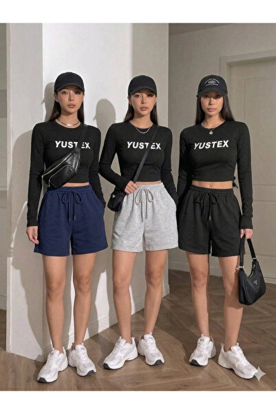 yx yustex sport Σορτς - Μαύρο - Υψηλή μέση