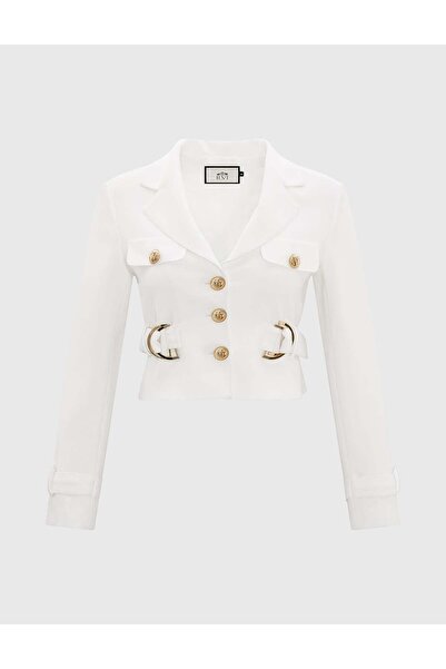 İLVİ Tomris Crepe Ecru Women's Jacket