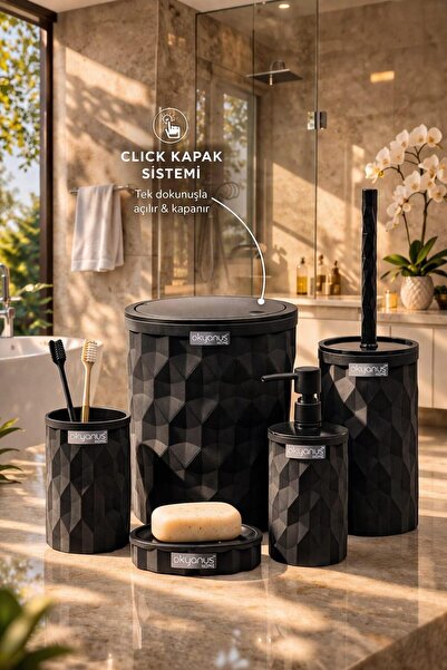 Okyanus Home Σετ Μπάνιου Diamond 5 τεμαχίων Μαύρο