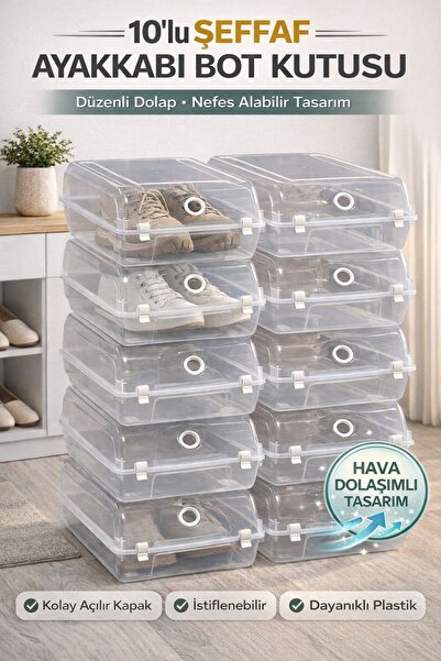 Funny Life Gondol 10 τεμαχίων Διαφανές κουτί αποθήκευσης παπουτσιών με οπές α...