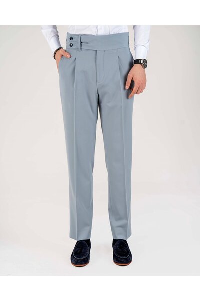 TerziAdemAltun Pantaloni bărbătești slim fit în stil italian, cu detaliu la t...