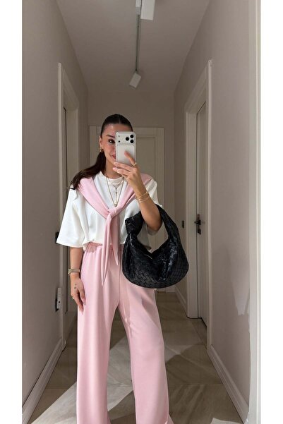 codudem Shoulder Strap Detailed Stylish Casual T-Shirt and Pants Tracksuit Set
