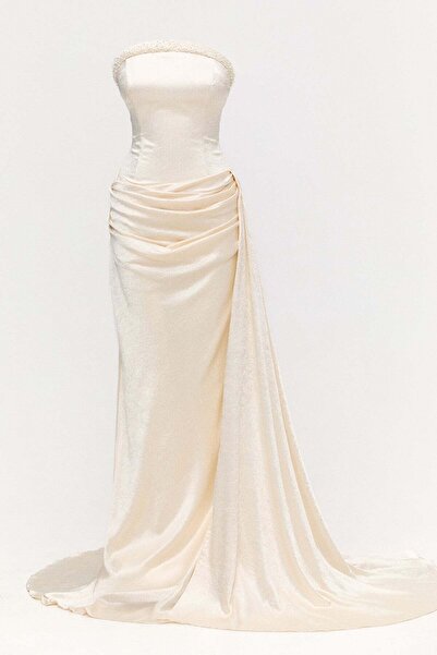Setrms Drapeli Straplez Abiye Elbise