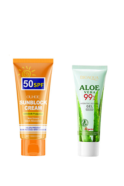ouhoe مجموعة العناية بالبشرة من قطعتين: لوشن واقي من الشمس بعامل حماية عالي 5...